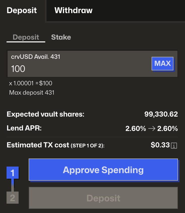 Deposit interface
