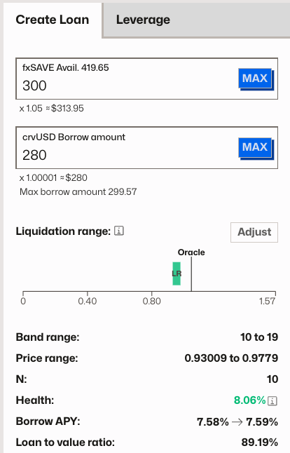 Loan parameters interface