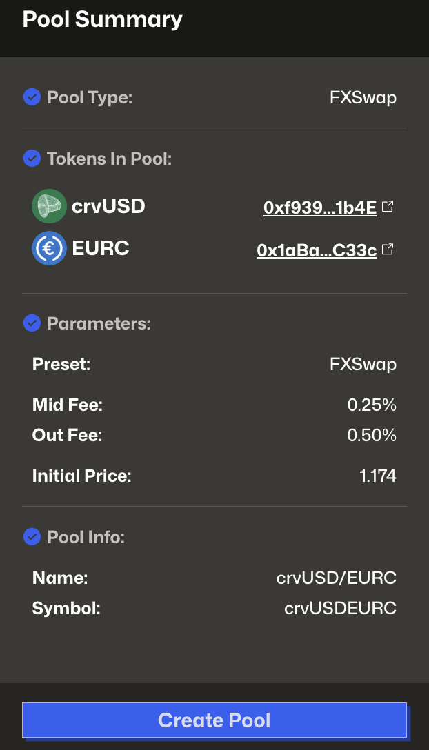 Pool Summary
