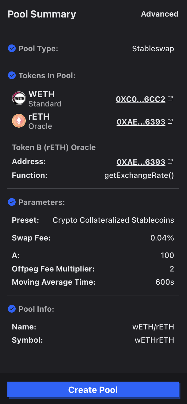 Pool Summary
