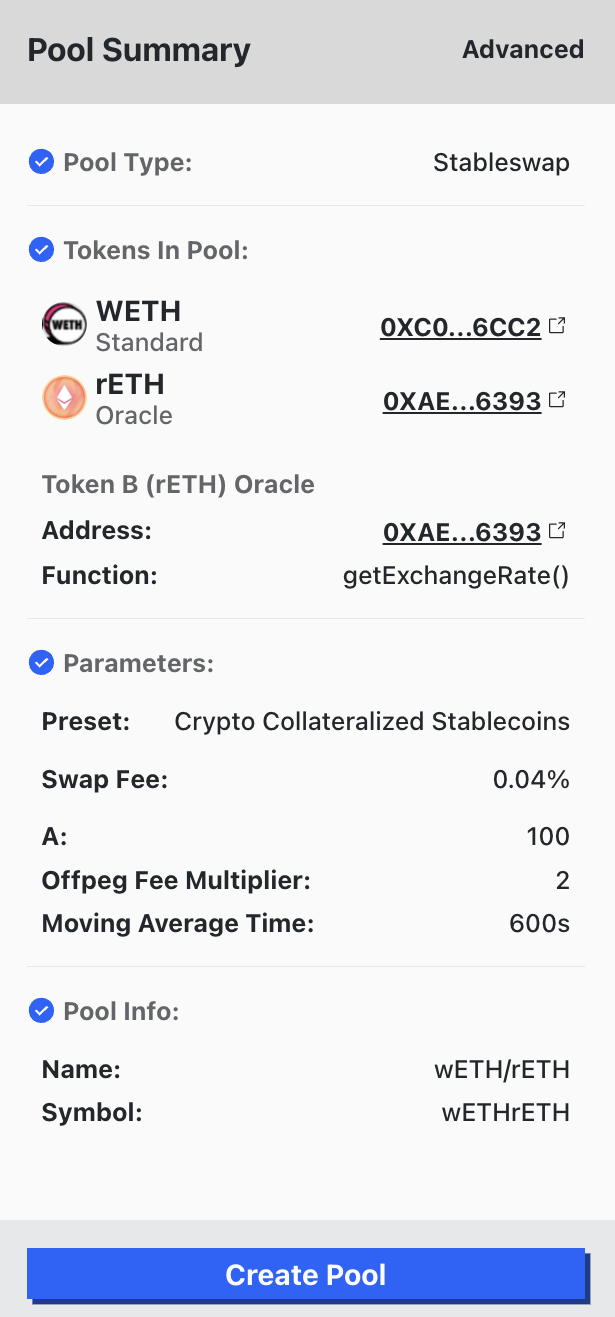Pool Summary